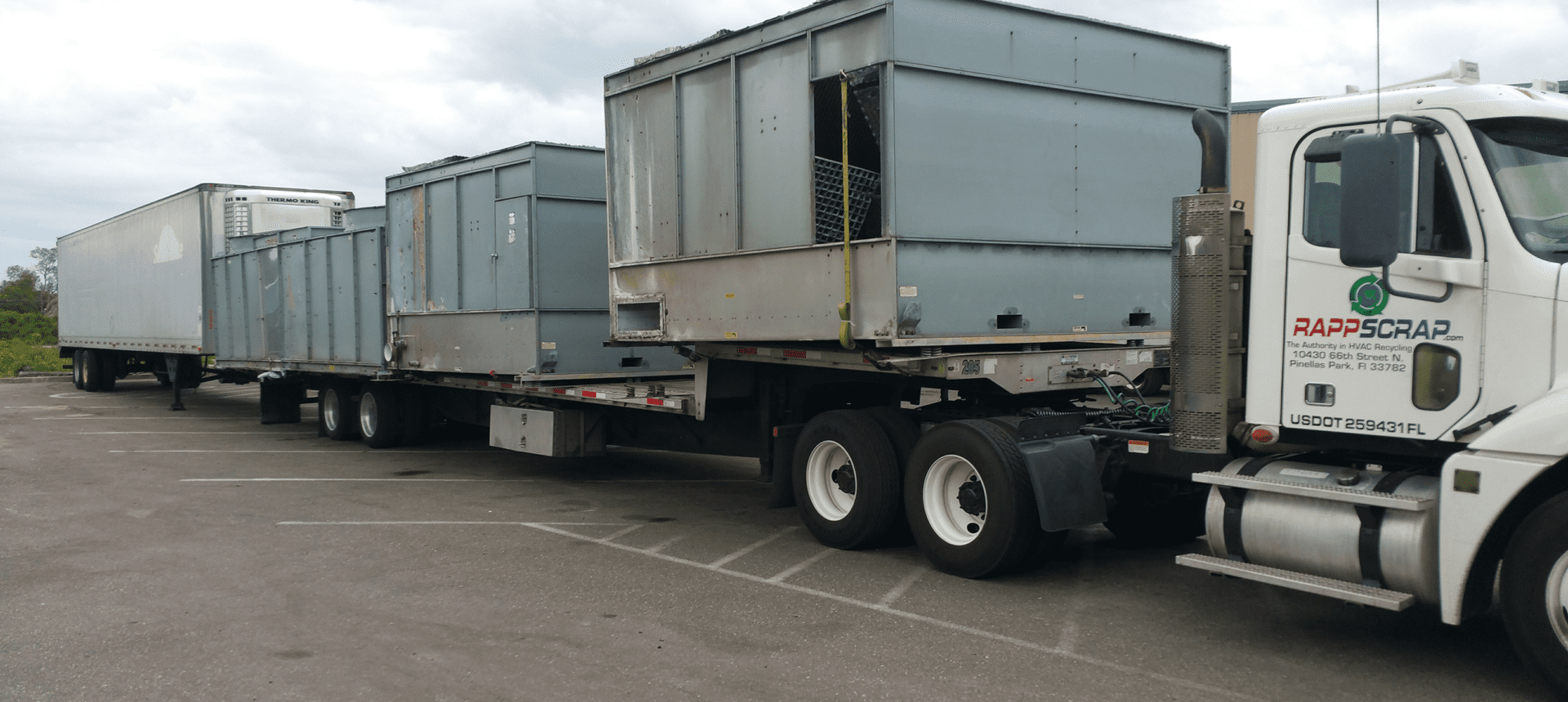 Freight truck parked in lot