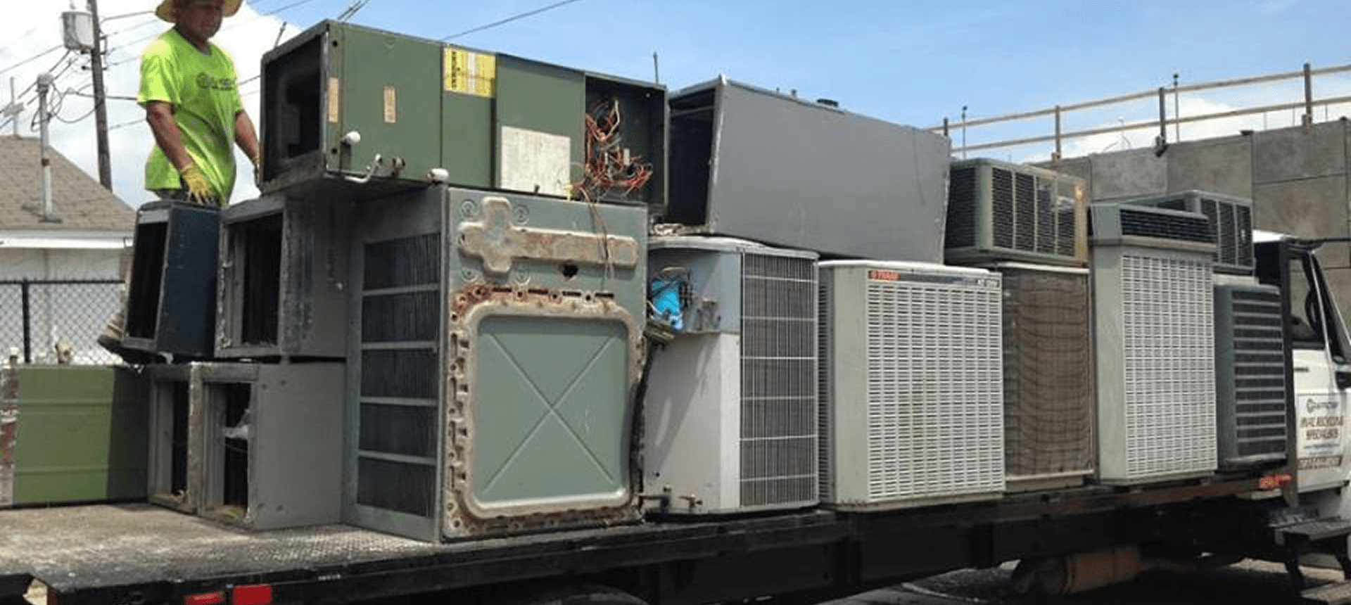 HVAC systems stacked for recycling