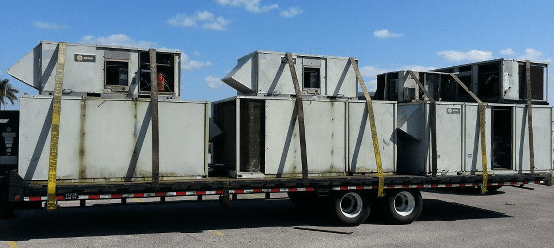 Industrial air conditioning units secured on truck
